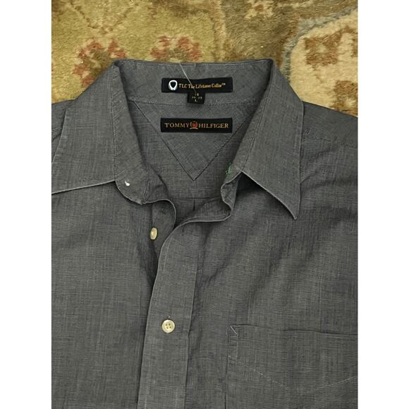 tommy hilfiger men button up shirt tlc the lifetime collar gray sz L 16 34-35 - Picture 7 of 7